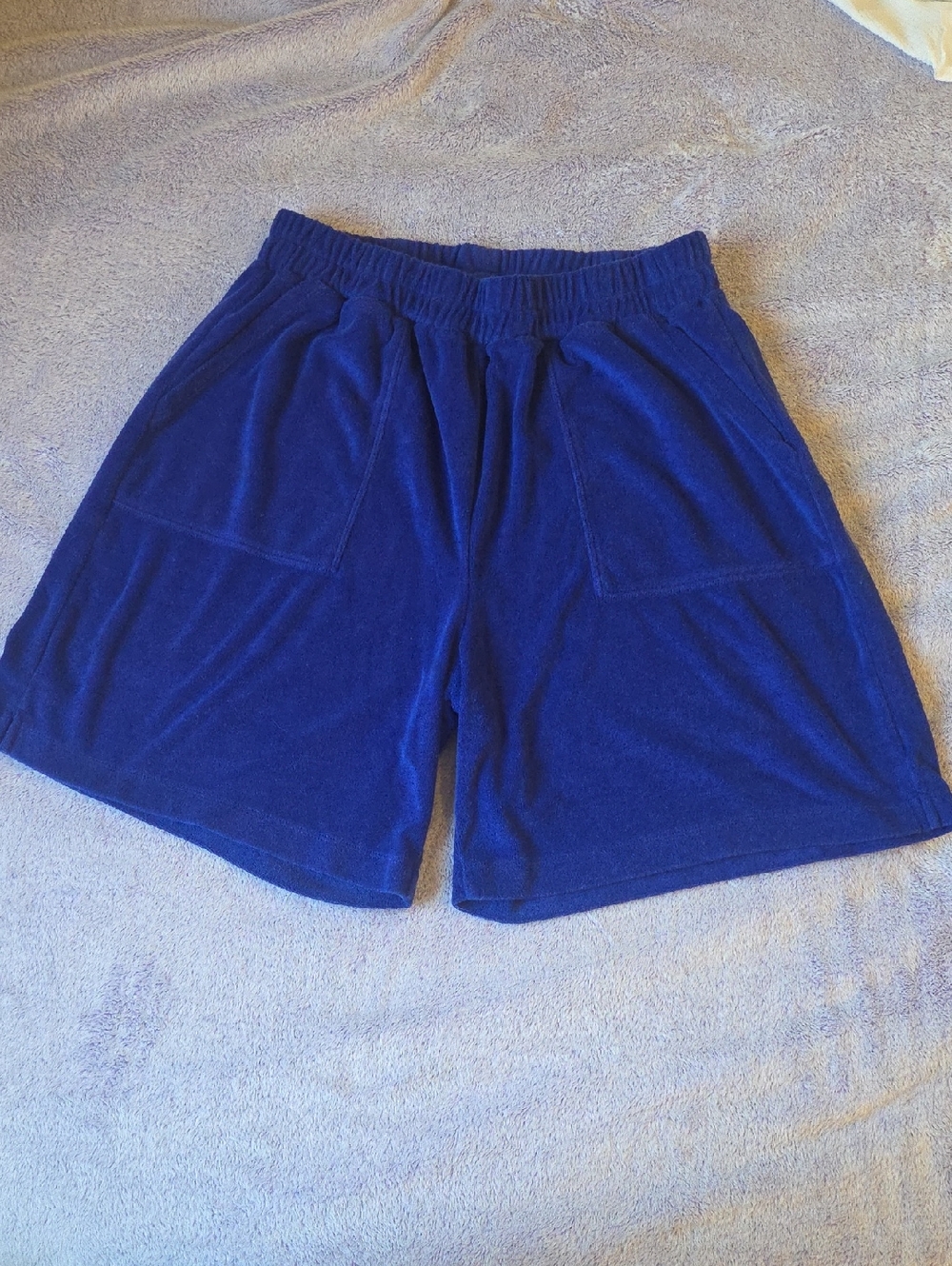 Zenana Royal Blue Terry Cloth Lounge Shorts Size Large